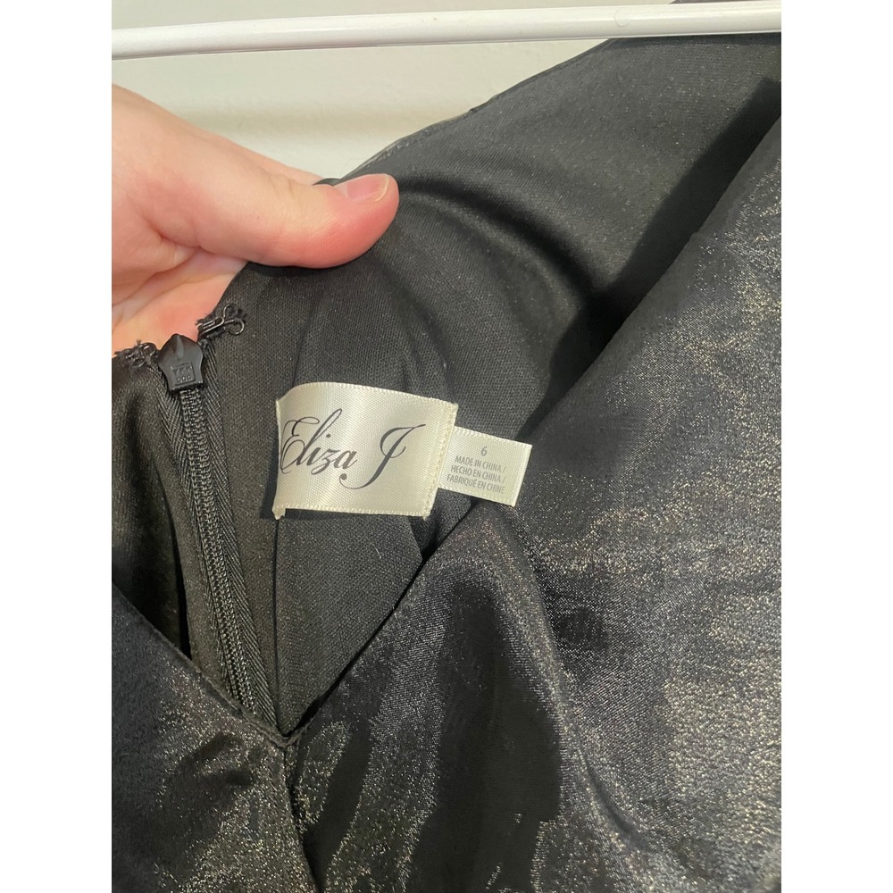 Eliza J Organza Ruffle Cocktail Dress Black Size 6 Cocktail Party Wedding Guest - Picture 8 of 11